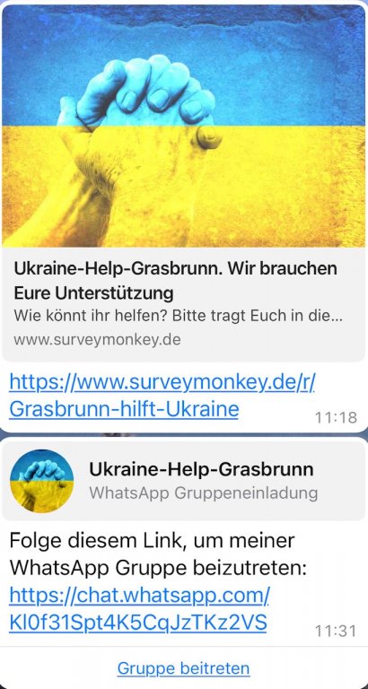 WhatsApp-Gruppe Grasbrunn fuer Ukraine - Einladungslink